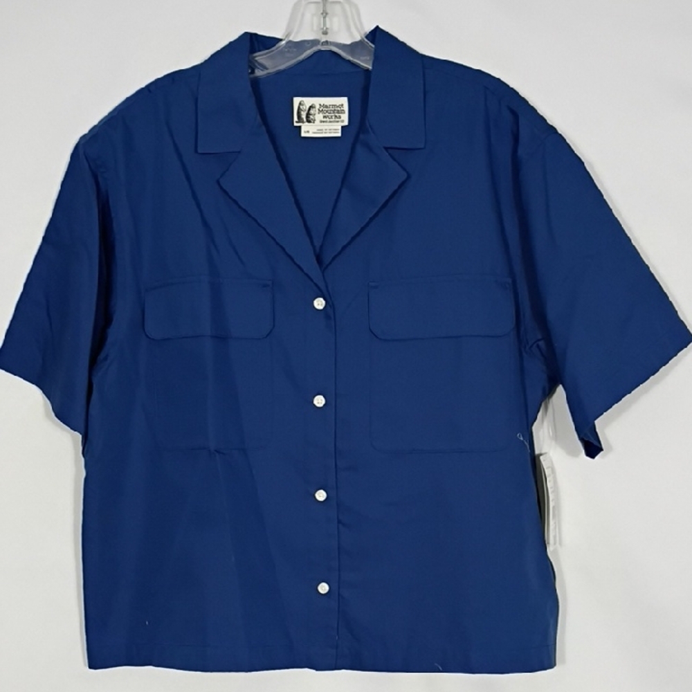 Marmot Blue Short-Sleeve Button-Down Camp Shirt